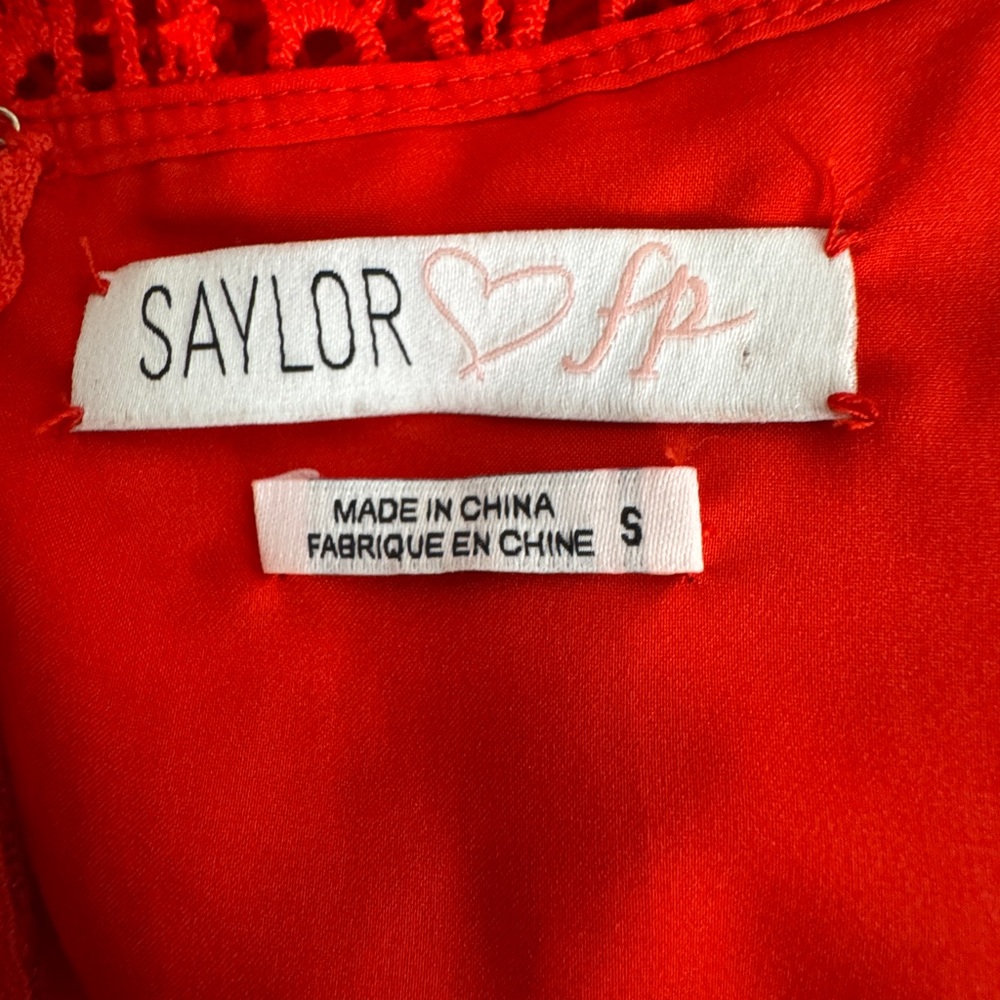 Saylor x Free People Mariah Lace Crotchet Midi Dress Red‎ Size Small - Picture 9 of 11